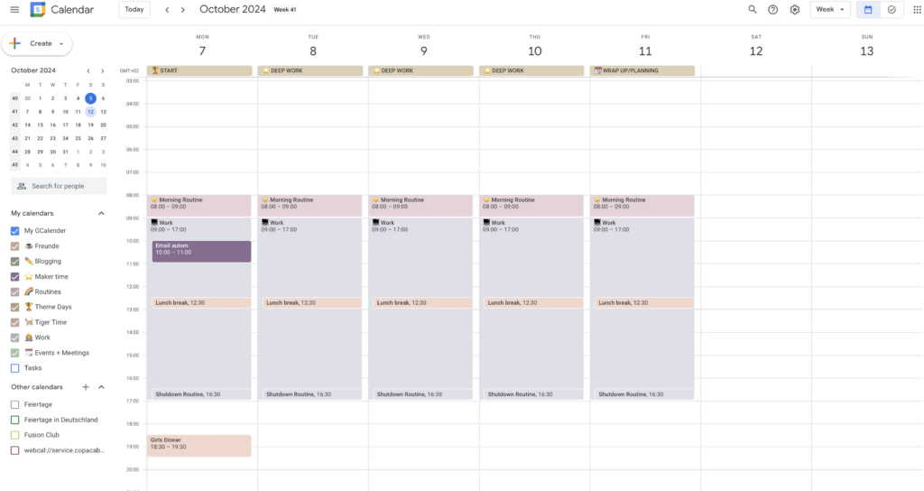 Google calender how to plan my week